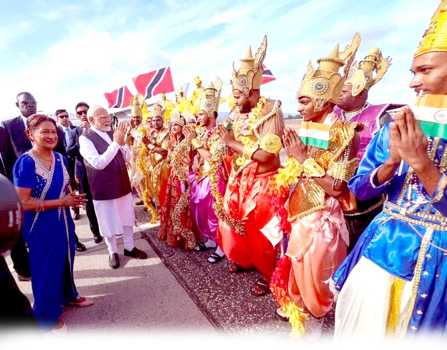 Prime Minister Narendra Modi arrives in Trinidad and Tobago on second leg of five-nation visit.
